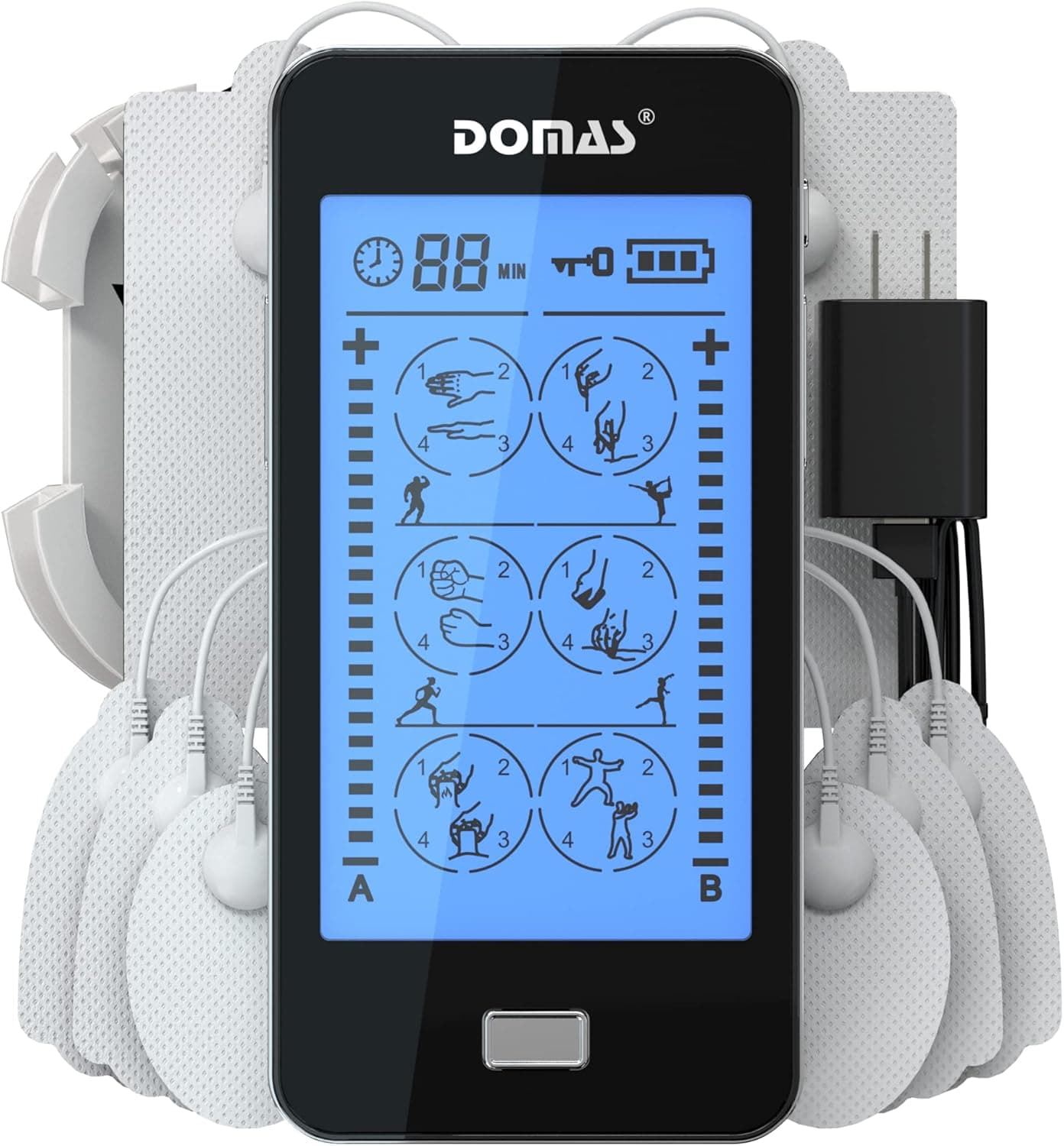 DOMAS Touch Screen TENS Unit, 24 Modes Dual Channel TENS EMS Muscle Stimulator
