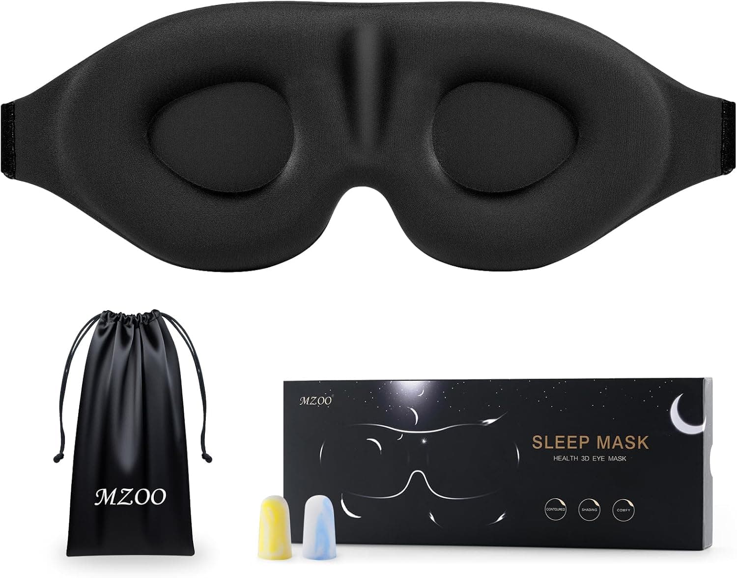 MZOO Luxury Sleep Eye Mask for Side Sleeper Men Women, Zero Eye Pressure 3D Sleeping Mask