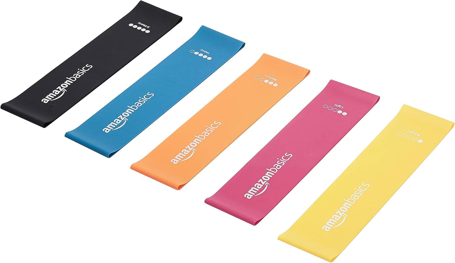 Amazon Basics Resistance Bands for Working Out, Set of 5, Multicolor