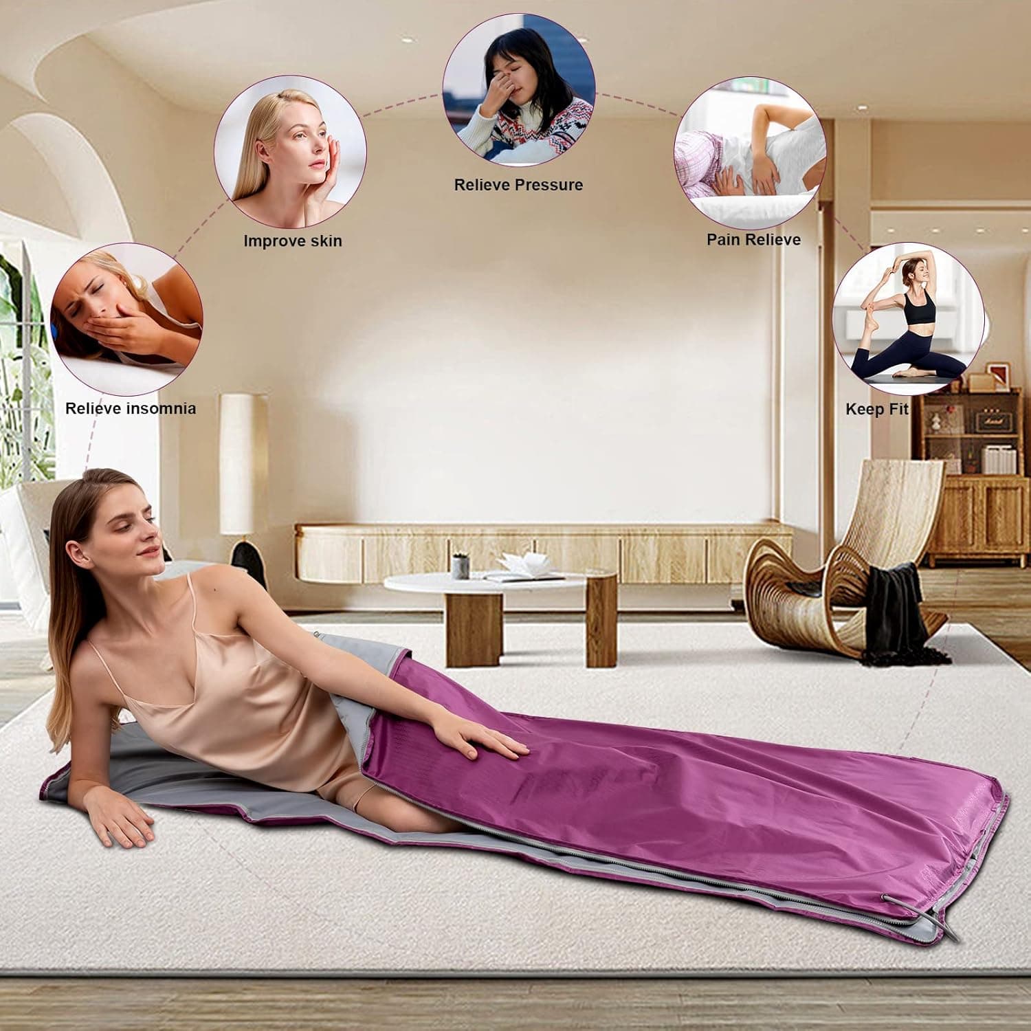 TaTalife Infrared Sauna Blanket, Portable Home Sauna Blanket, Heat Healer Sauna Blanket Wrap, Personal Sauna Blanket with Red Light Therapy