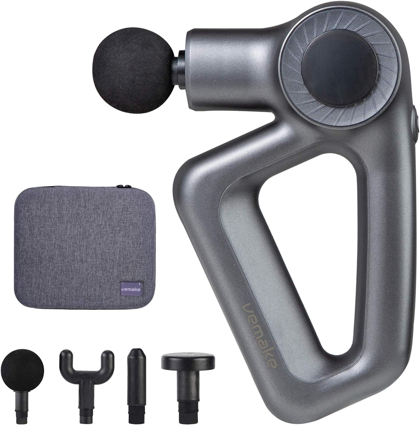 Percussion Muscle Massage Gun Deep Tissue Therapy for Athletes, Ultra-Quiet Handheld Body Massager with 9 Speeds and 4 Heads (Gray)