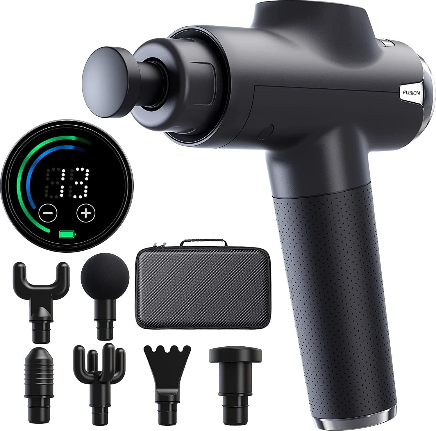 Fusion Black Pro Deep Tissue Massage Gun for Athletes, Percussion Muscle Massager for Pain Relief and Relaxation