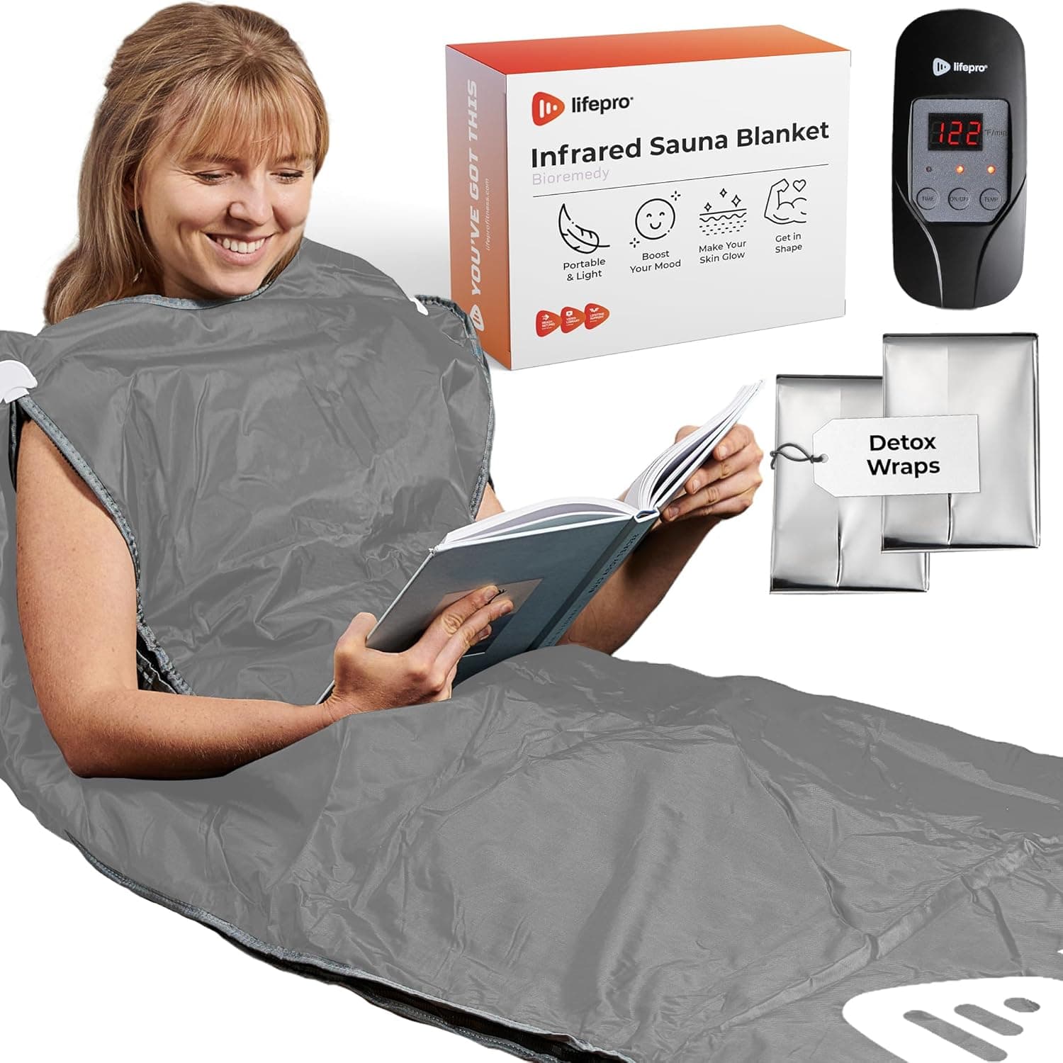 LifePro Sauna Blanket for Detoxification - Portable Far Infrared Sauna for Home Detox Large Gray - Sauna for in-Home Use