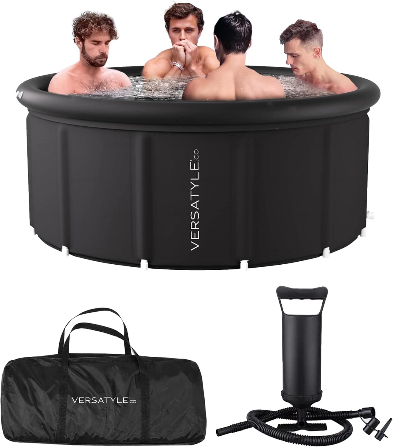 Ice Bath Tub XXL 312 Gal Portable & Inflatable Outdoor Group Pod XL Cold Plunge Tub for Athletes Recovery with Protective Cover, Manual Pump & Repair Patch