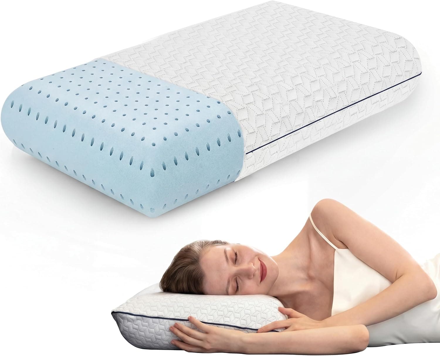 Cooling Gel Memory Foam Pillow - 1-Pack - King Size Bed Pillows For Sleeping - Medium-Firm
