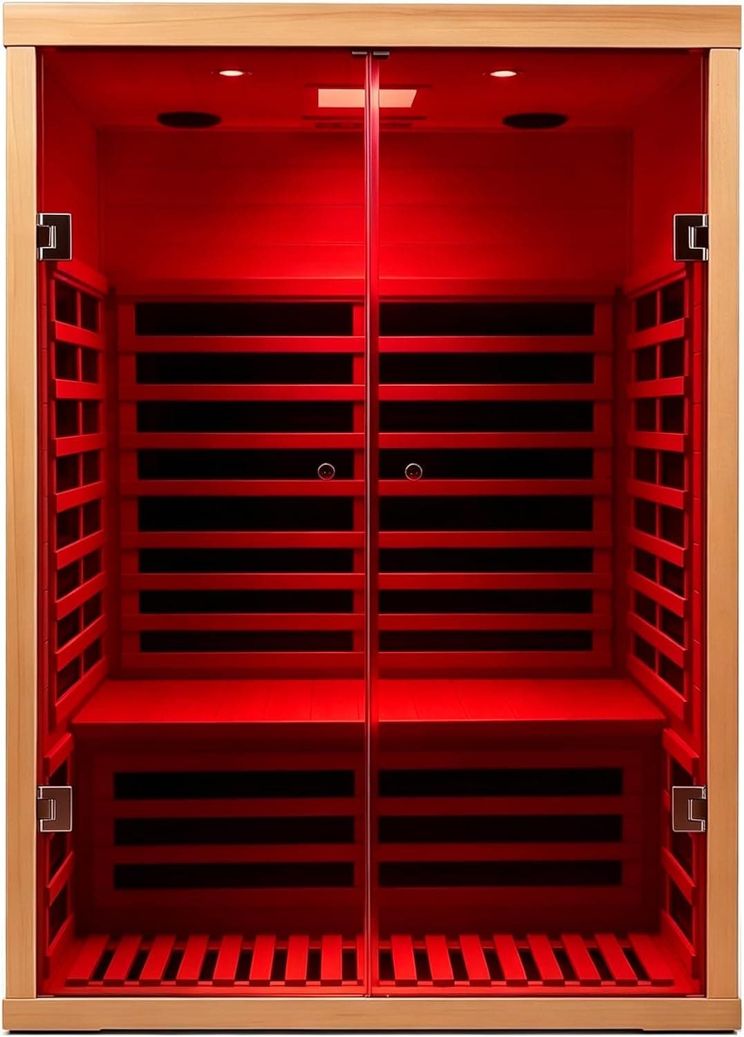 KUNSANA Smart Infrared Sauna 2 Person, 0-5mg Low Emf Far Infrared Sauna for Home, 1780w Indoor Sauna Room with APP & LCD Panel Control, Chromatherapy Light