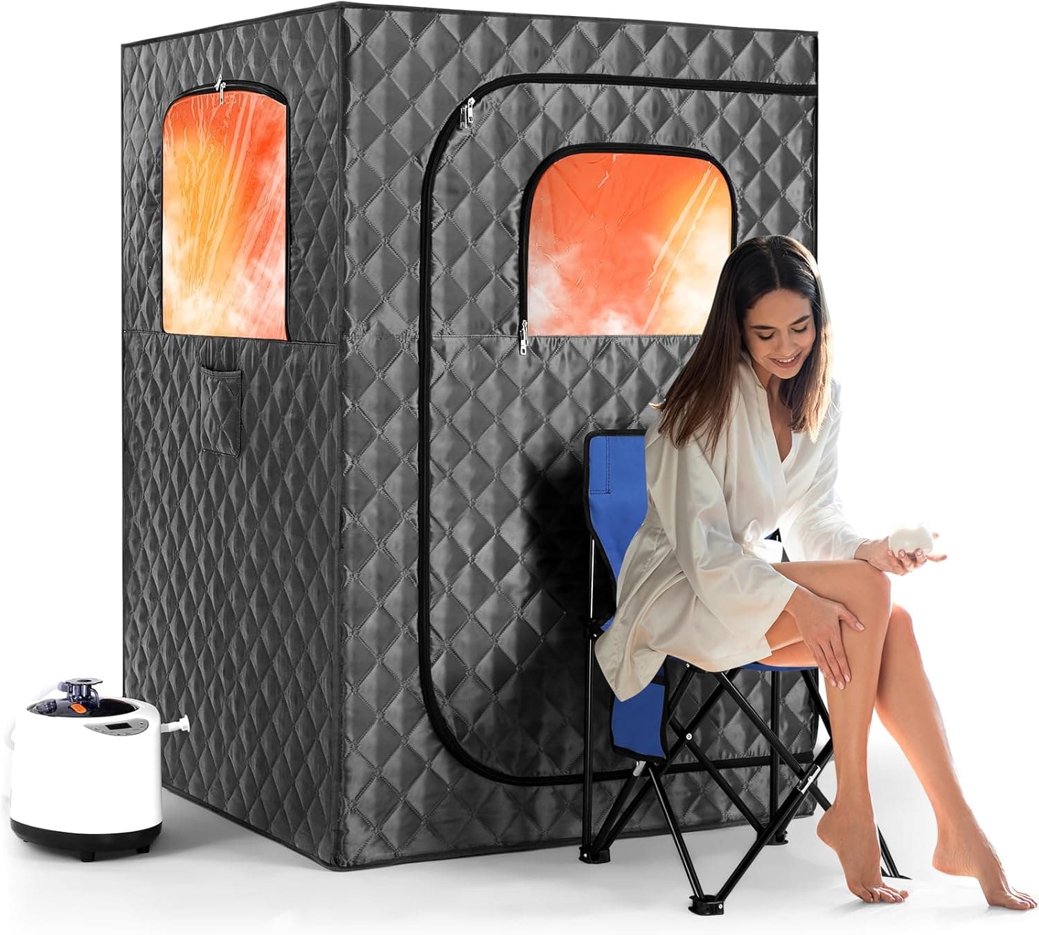 Upgraded Version Portable Sauna for Home Full Body Personal Sauna Steam Sauna Tent with 2.6L 1000W Steam Generator, 90 Minute Timer, Foldable Chair, Remote Control
