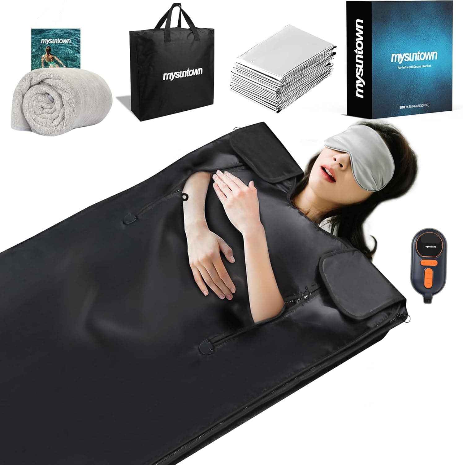 Infrared Sauna Blanket, Portable Sauna Blanket at Home for Body Health and Detoxification with Red Light Therapy, Low EMF, 86-176F, 20-60 Minutes Timer