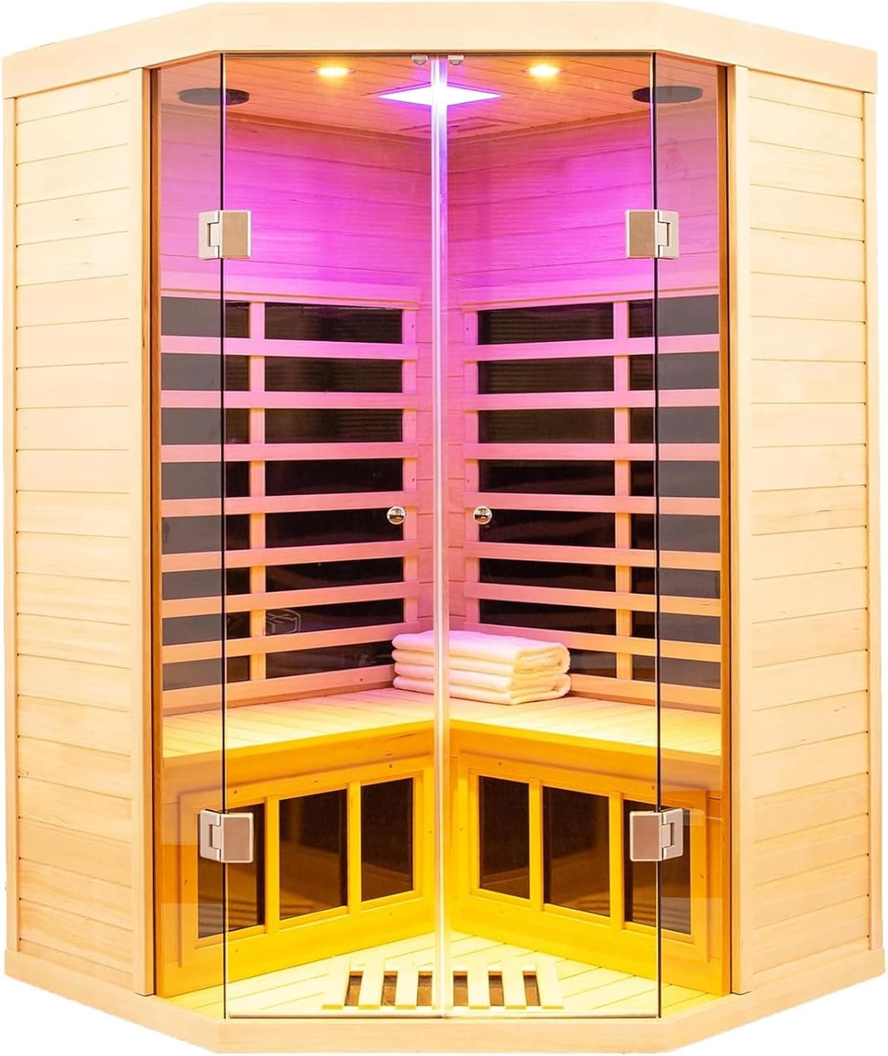 KOOZONEGM 1 to 2 Person Infrared Saunas for Home, Dry Sauna for Home, Low Emf Infrared Sauna 1350W Indoor Saunas, Traditional Sauna, Bluetooth Speakers, Reading Lamps