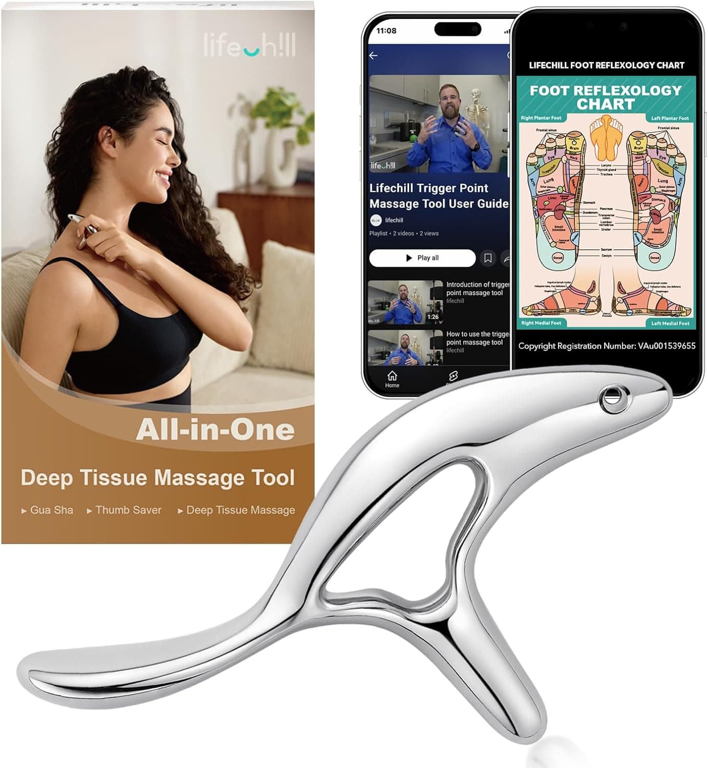 lifechill Trigger Point Massage Tool for Pain Relief Deep Tissue and Gua Sha