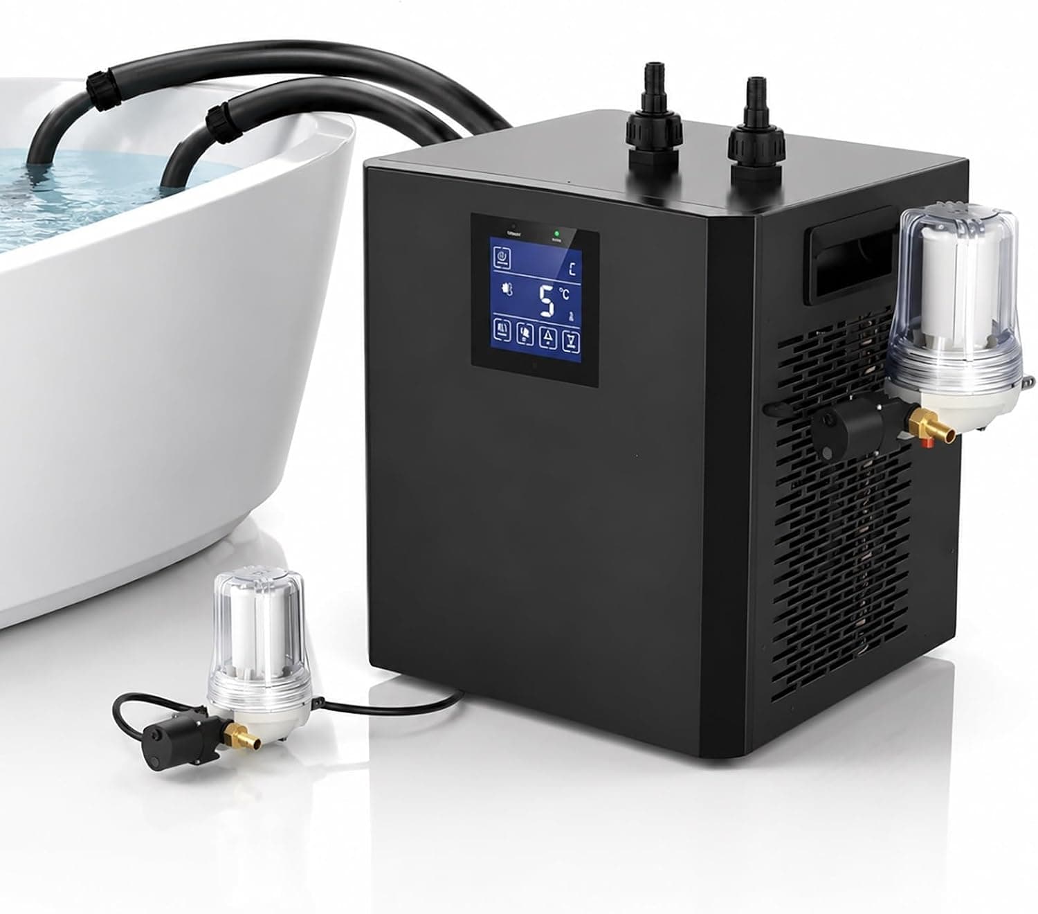 HPMCVE Ice Bath Water Chiller for Cold Plunge Tub, 300W Cooling Machine with External Filtration & Submersible Pump, Smart Remote